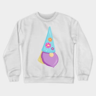 Cute Gnome, Little Gnome, Garden Gnome, Flowers Crewneck Sweatshirt